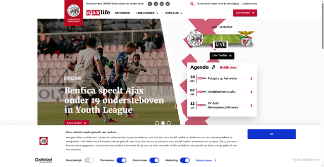 Security scan screenshot of https://www.ajaxlife.nl/