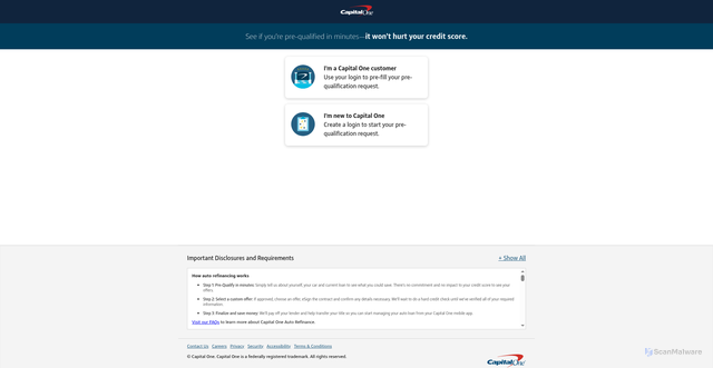 Security scan screenshot of https://autorefi.capitalone.com