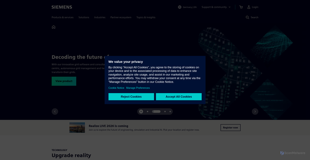 Security scan screenshot of https://www.sw.siemens.com