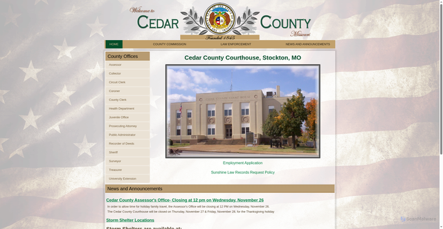 Security scan screenshot of https://cedarcountymo.gov/