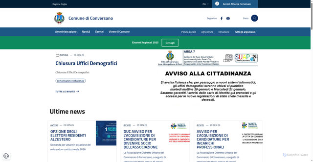 Security scan screenshot of https://www.comune.conversano.ba.it/