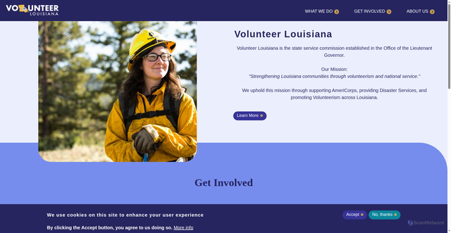 Security scan screenshot of https://volunteerlouisiana.gov/