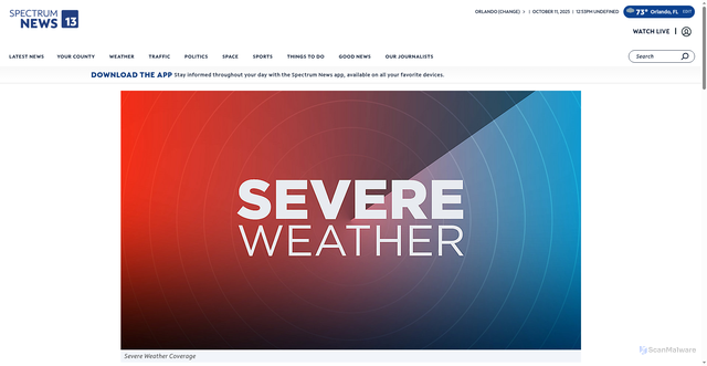 Security scan screenshot of https://mynews13.com/fl/orlando/news/2025/10/10/central-florida-severe-weather-live-updates