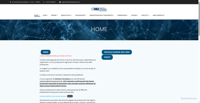 Security scan screenshot of https://www.chimicipiemonte.it/