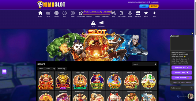 Security scan screenshot of https://nimopetir.site/desktop/game/slot/besoft