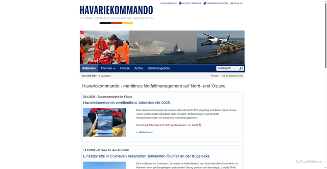 Security scan screenshot of http://www.havariekommando.de