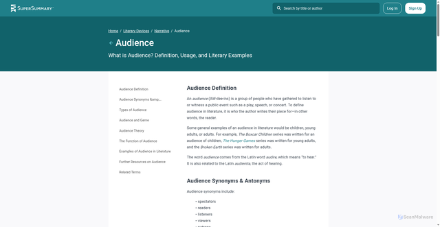 Security scan screenshot of https://www.supersummary.com/audience/