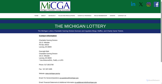 Security scan screenshot of https://www.micga.org/the-michigan-lottery