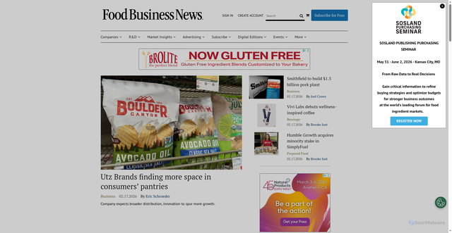 Security scan screenshot of https://foodbusinessnews.net