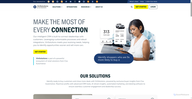 Security scan screenshot of https://www.vinsolutions.com