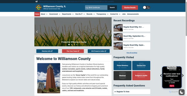 Security scan screenshot of https://williamsoncountyil.gov/