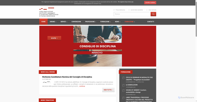 Security scan screenshot of https://www.ordinearchitetti.mb.it/