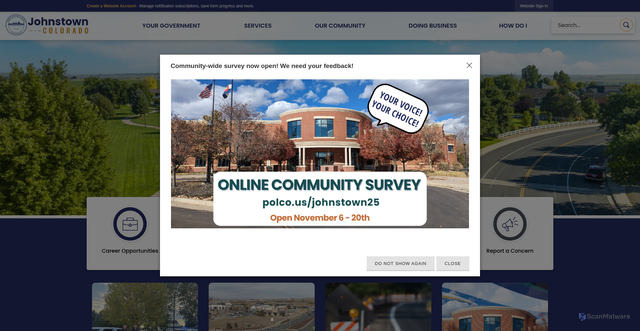 Security scan screenshot of https://johnstownco.gov/
