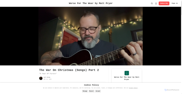 Security scan screenshot of https://mattpryor.substack.com/p/the-war-on-christmas-songs-part-2