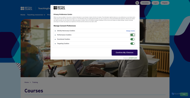 Security scan screenshot of https://www.teachingenglish.org.uk/training/courses