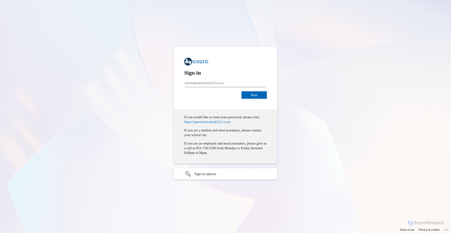 Security scan screenshot of https://cnusd-my.sharepoint.com