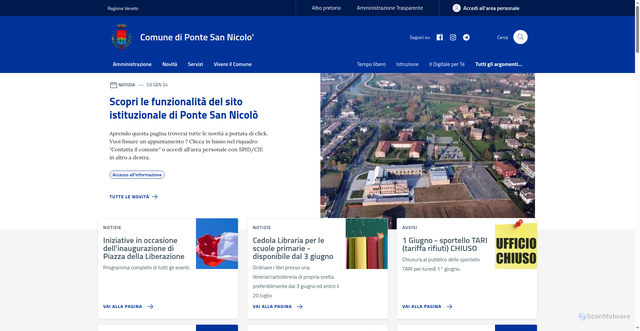 Security scan screenshot of https://www.comune.pontesannicolo.pd.it