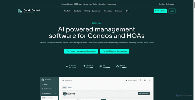 Security scan screenshot of https://condocontrol.com