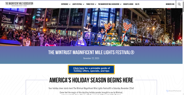 Security scan screenshot of https://www.themagnificentmile.com/lights-festival
