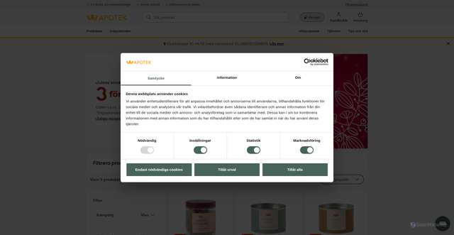 Security scan screenshot of https://www.kronansapotek.se/erbjudanden/julens-smaker/?utm_source=idrelay&utm_medium=email&utm_campaign=2025_K12_Klubbdagar_start_fysiska&utm_content=2025_K12_Klubbdagar_start_fysiska
