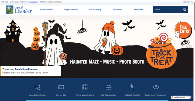 Security scan screenshot of https://www.leandertx.gov/