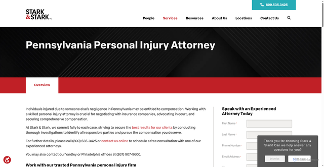 Security scan screenshot of https://www.stark-stark.com/pennsylvania-personal-injury-lawyer/