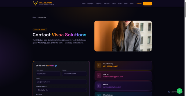 Security scan screenshot of http://vivaasolutions.com/contact.html