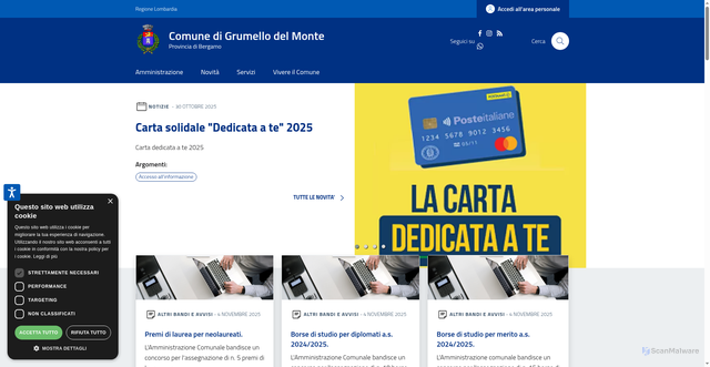 Security scan screenshot of https://www.comune.grumellodelmonte.bg.it/