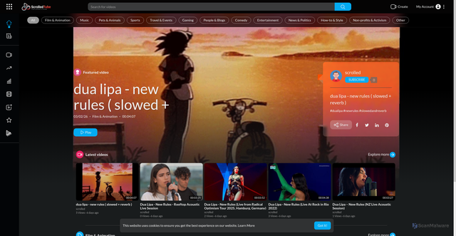 Security scan screenshot of https://scrolledtube.click/