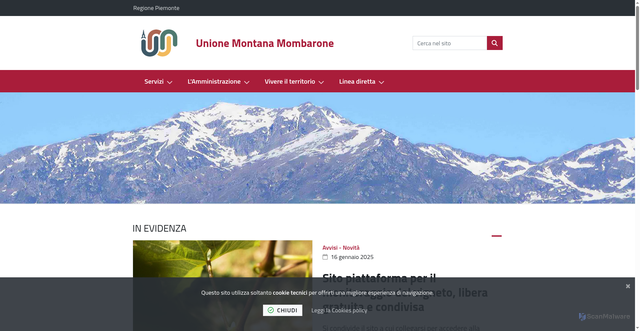 Security scan screenshot of https://www.unionemombarone.it/it-it/home