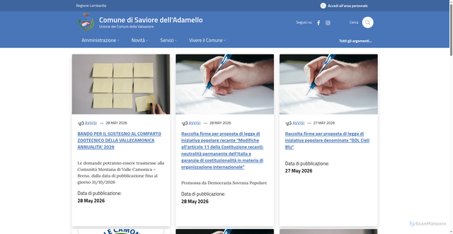 Security scan screenshot of https://www.comune.saviore-delladamello.bs.it