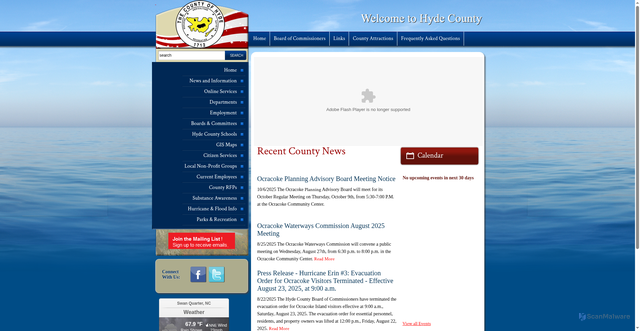 Security scan screenshot of http://www.hydecountync.gov/