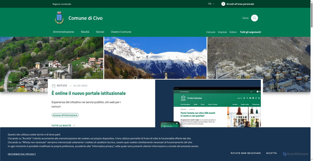 Security scan screenshot of https://www.comune.civo.so.it/