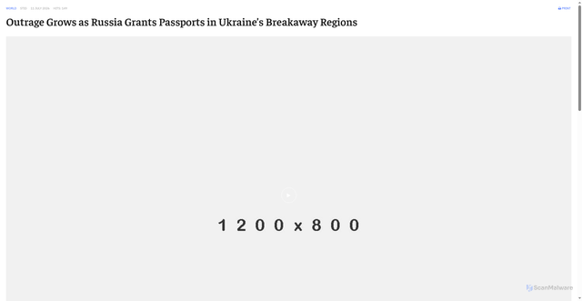 Security scan screenshot of http://thanglongtutran.com/index.php/videos-list/47-world/121-outrage-grows-as-russia-grants-passports-in-ukraine-s-breakaway-regions?tmpl=component&print=1&layout=default&page=