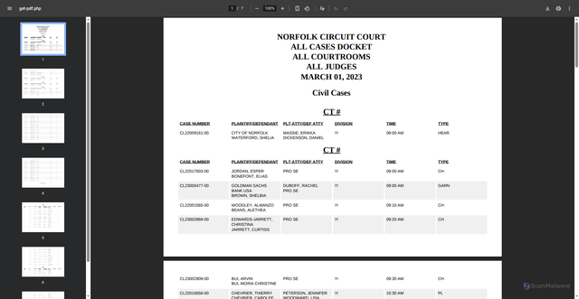Security scan screenshot of www.norfolkcircuitcourt.us