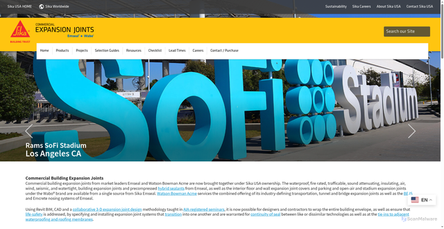 Security scan screenshot of https://www.emseal.com