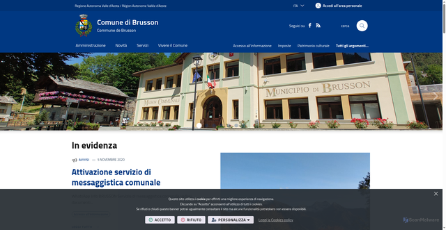 Security scan screenshot of https://www.comune.brusson.ao.it/it-it/home