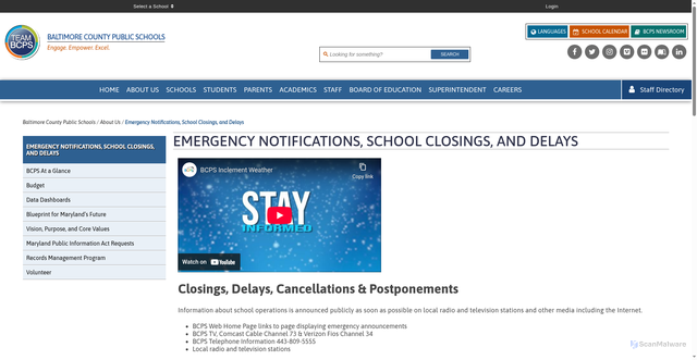 Security scan screenshot of https://www.bcps.org/about_us/emergency_notifications_school_closings_and_delays