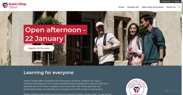 Security scan screenshot of https://www.ruskin.ac.uk:443/