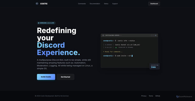 Security scan screenshot of https://costic-bot-9tyoc5wmda.edgeone.app/