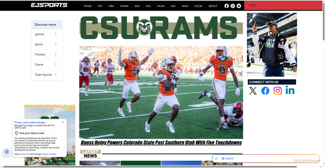 Security scan screenshot of https://www.ejsportsmedia.com/rams