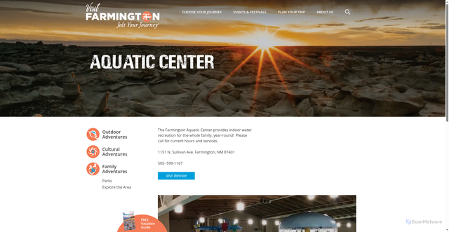 Security scan screenshot of https://farmingtonnm.org/listings/aquatic-center