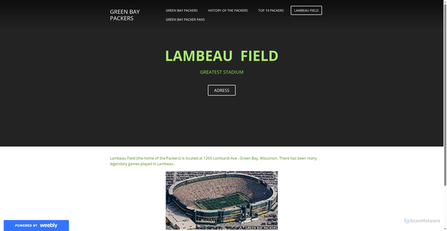Security scan screenshot of https://greenbaypackers52.weebly.com/lambeau-field.html