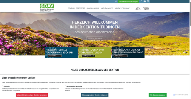 Security scan screenshot of https://www.dav-tuebingen.de