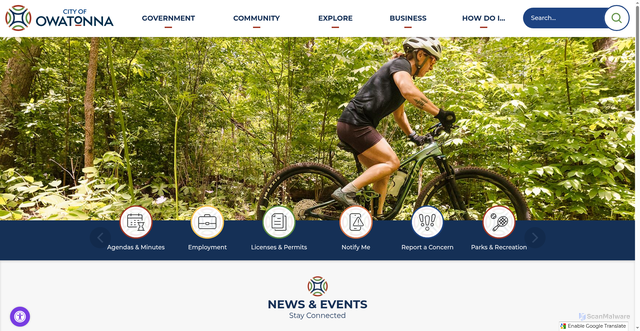 Security scan screenshot of https://owatonna.gov/