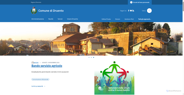 Security scan screenshot of https://www.comune.druento.to.it/