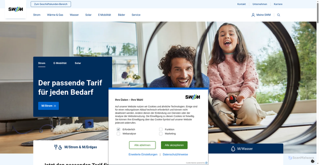 Security scan screenshot of https://swm.de