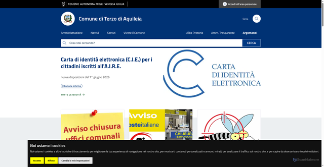 Security scan screenshot of https://www.comune.terzodiaquileia.ud.it