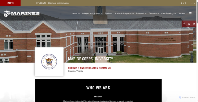 Security scan screenshot of https://www.usmcu.edu/