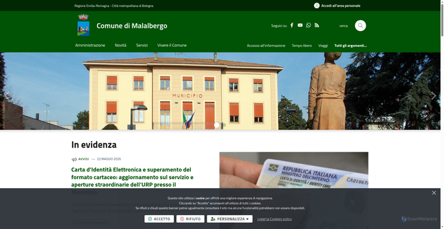 Security scan screenshot of https://www.comune.malalbergo.bo.it